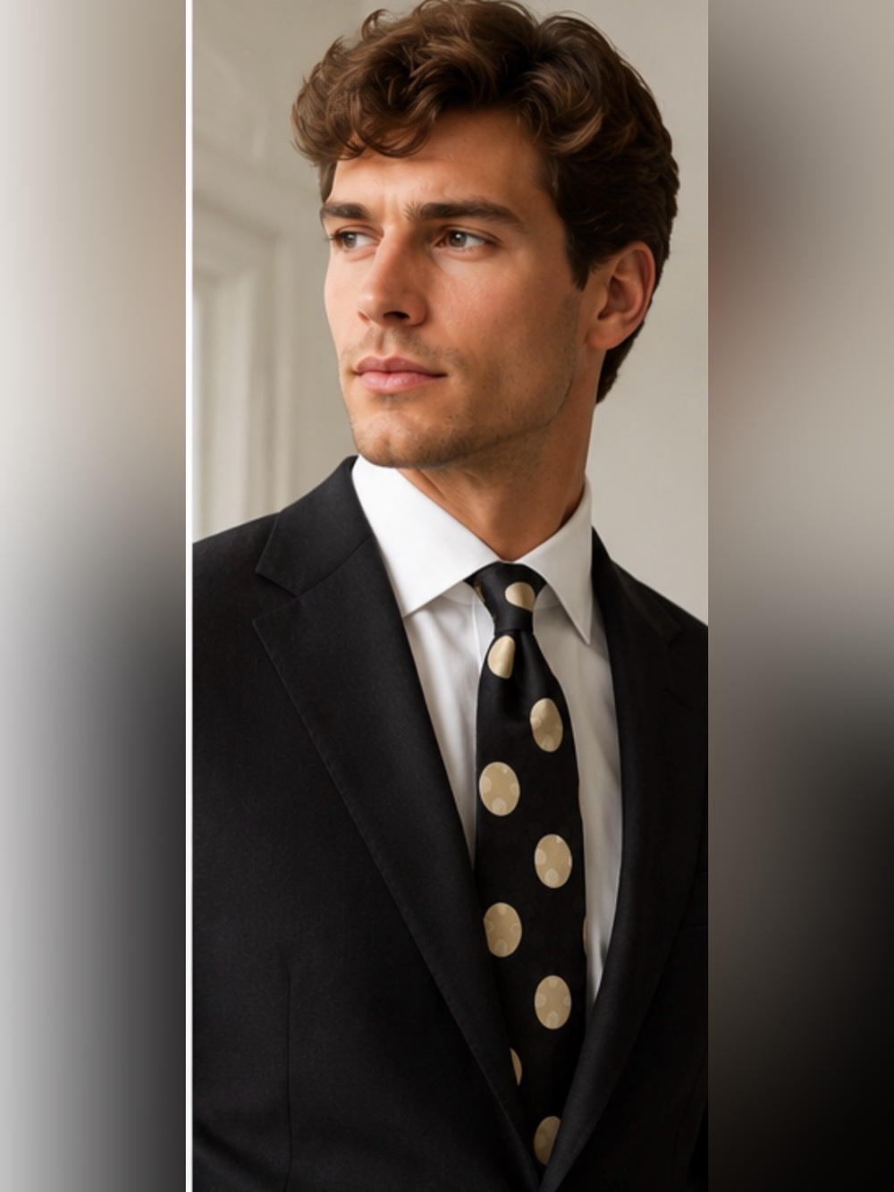 Black Polka Dot 100 % Silk Tie